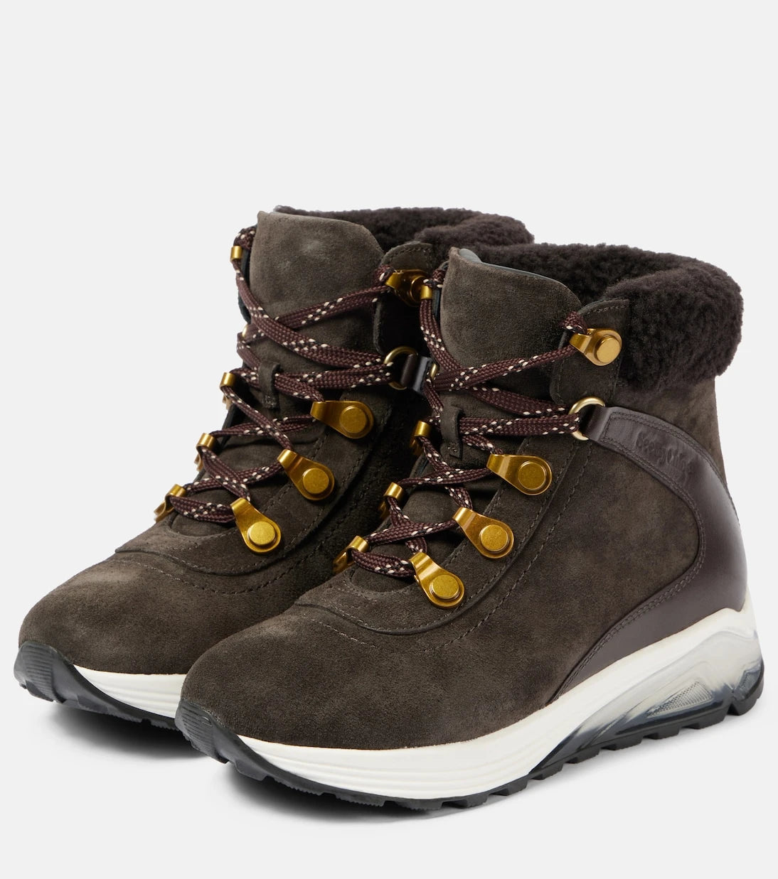 See By Chloé - Brett shearling-trimmed suede hiking boots