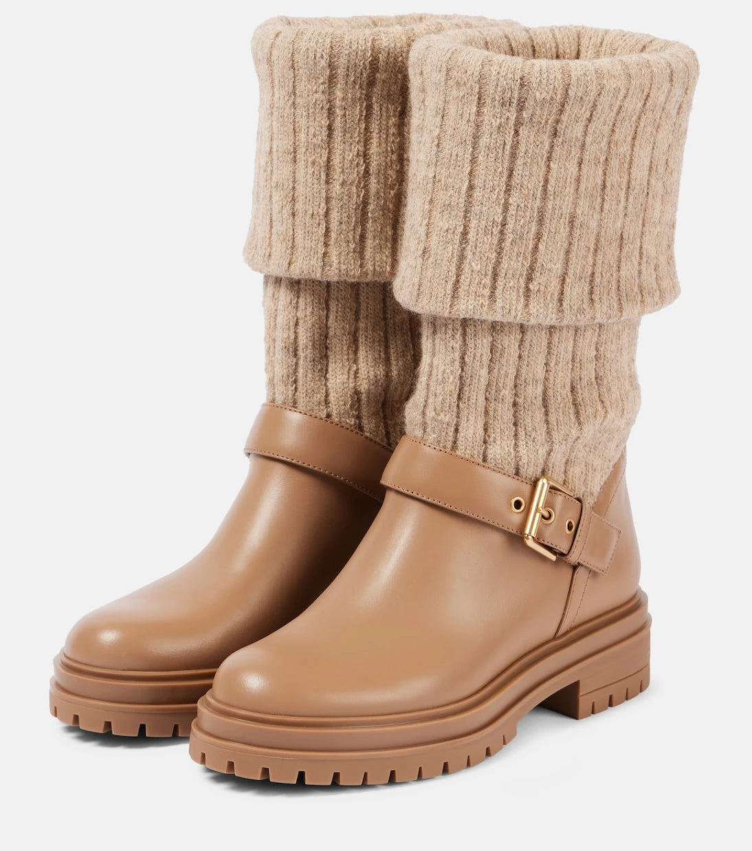 Gianvito Rossi - Thurso leather-trimmed sock boots