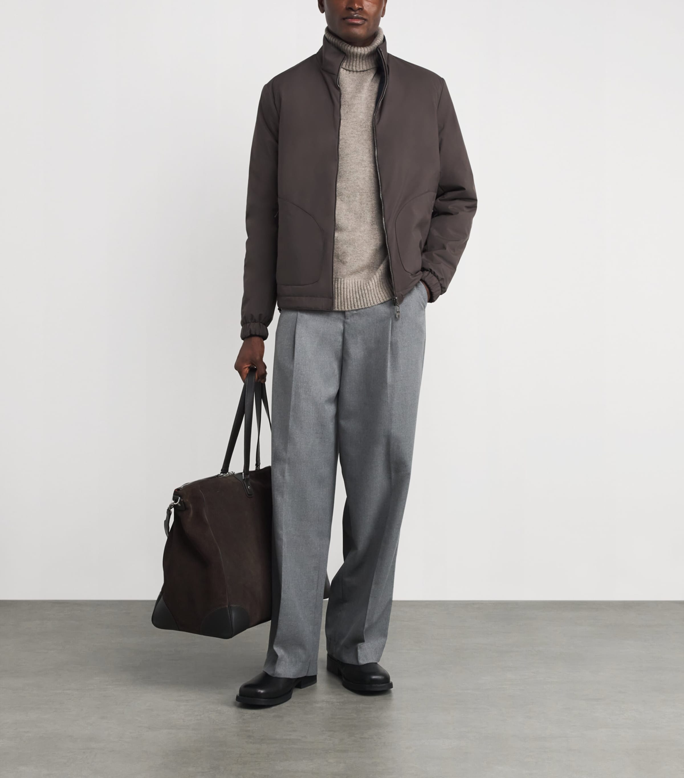 Fioroni Cashmere Beige Virgin Wool Reversible Bomber Jacket