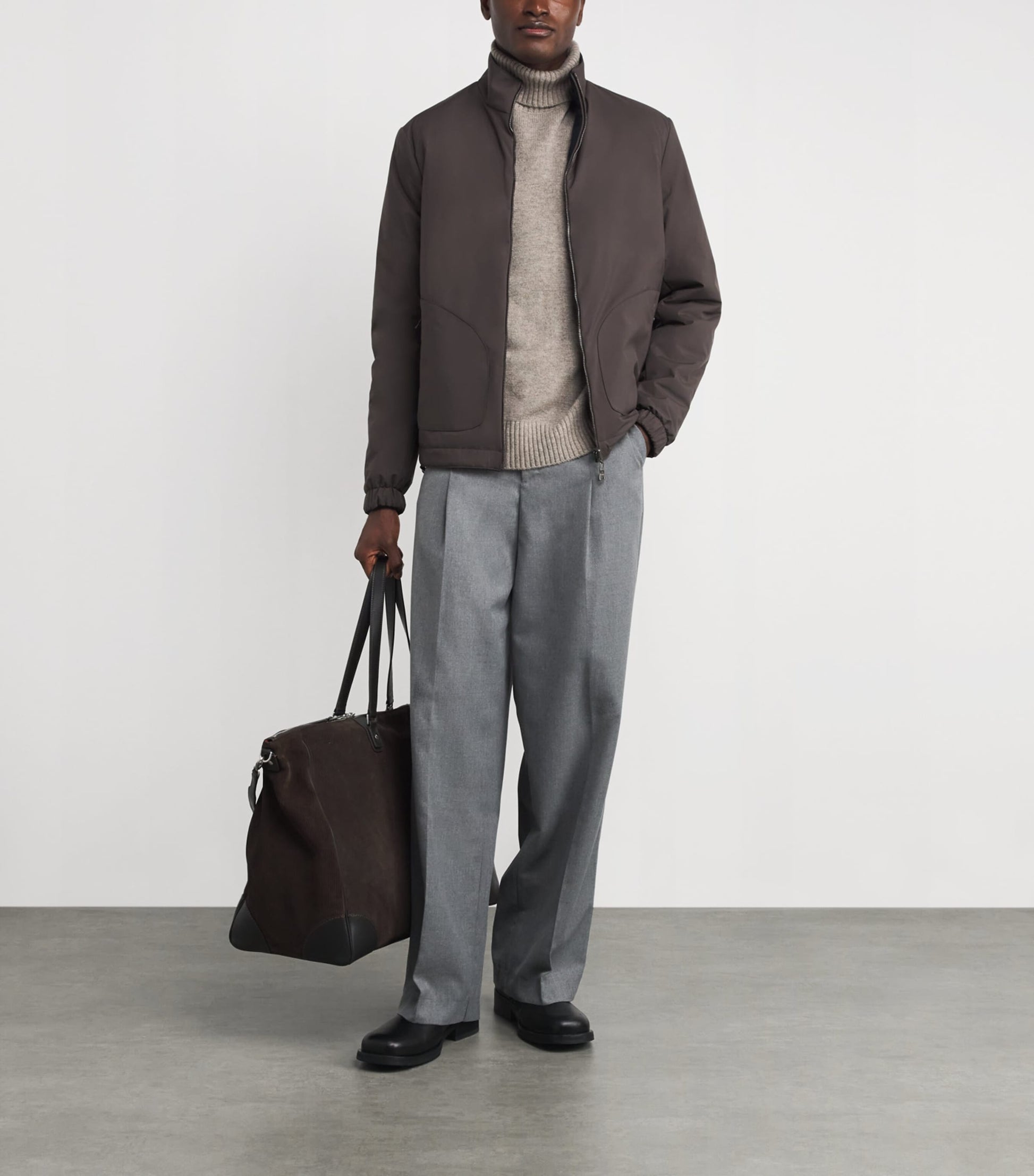 Fioroni Cashmere Beige Virgin Wool Reversible Bomber Jacket