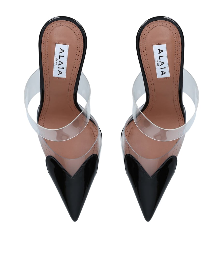 Alaïa Black Patent Leather Le Coeur Mules 90
