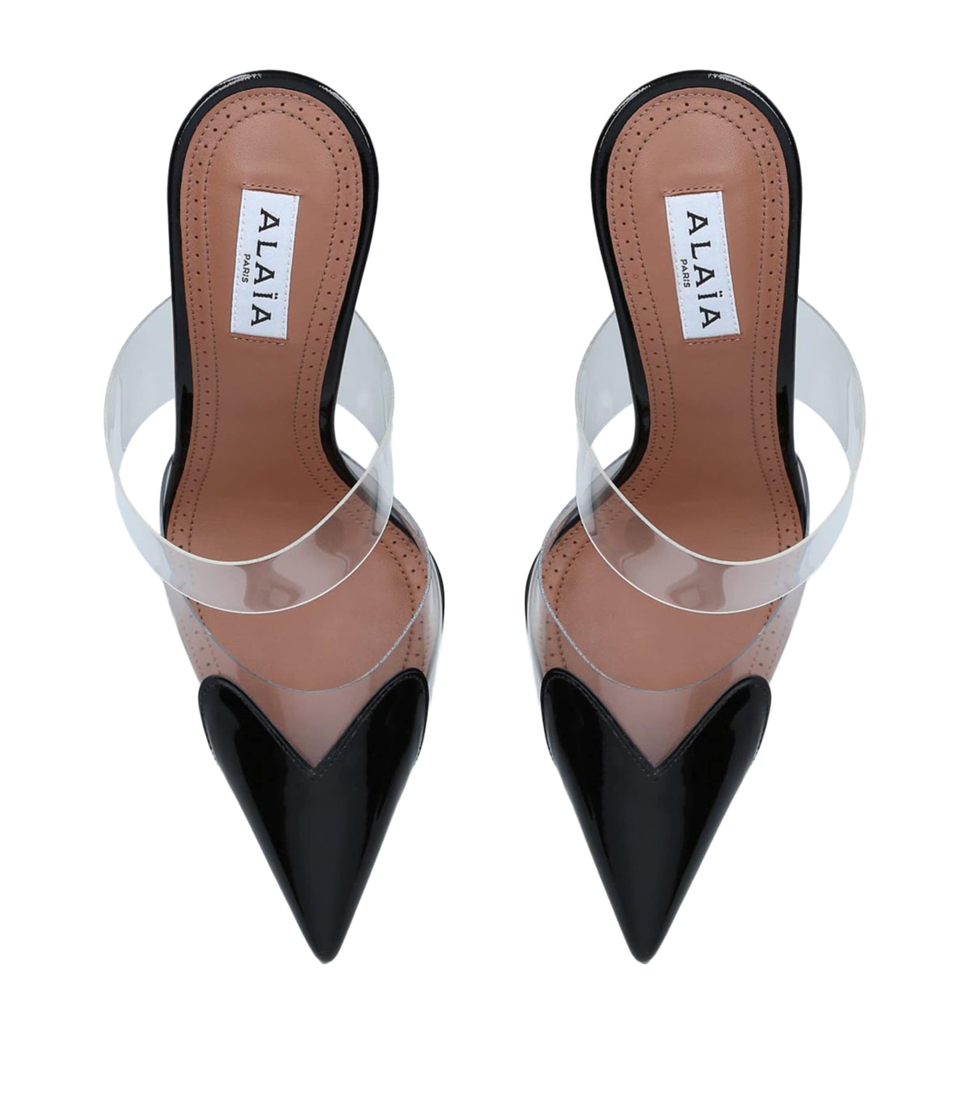 Alaïa Black Patent Leather Le Coeur Mules 90
