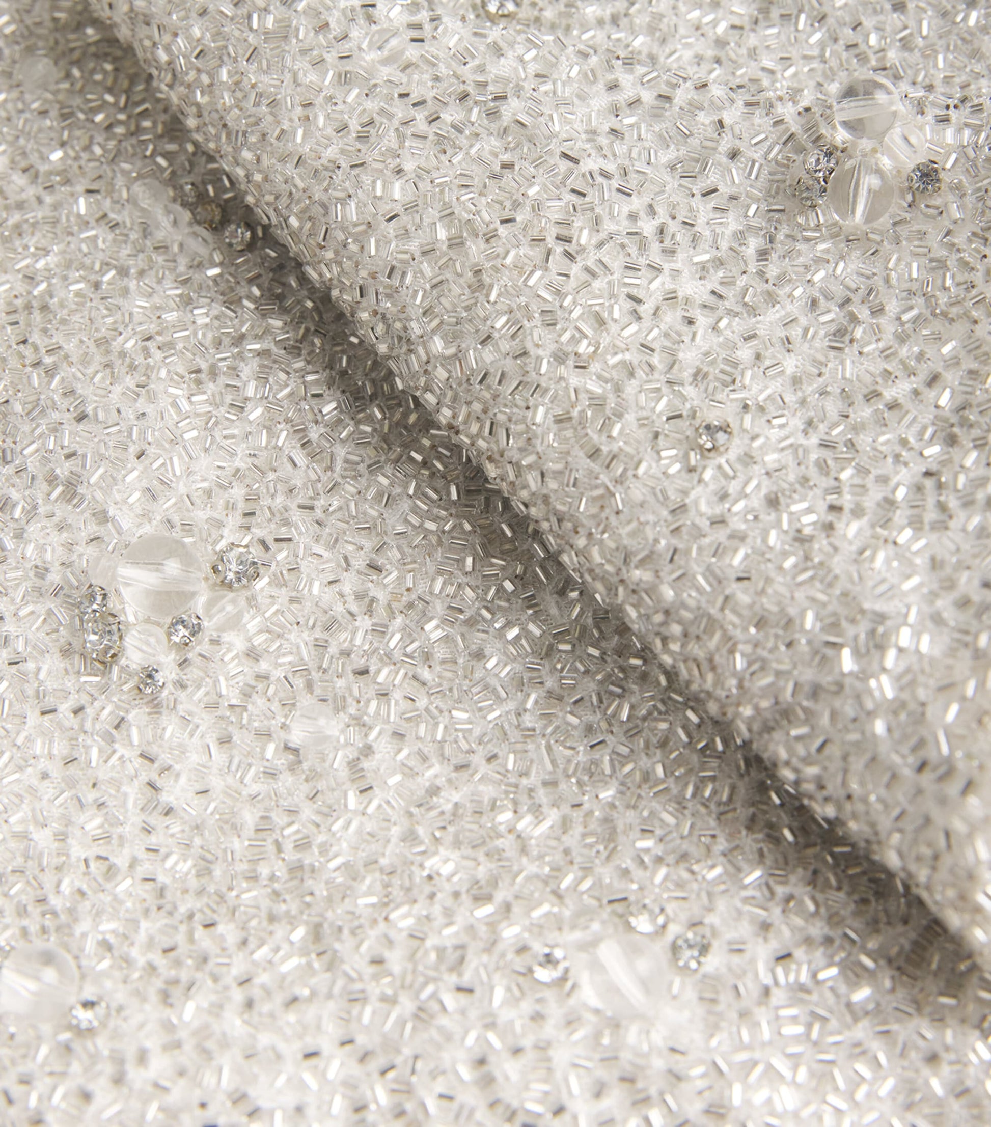 Clio Peppiatt Silver Crystal Square-Neck Mini Dress