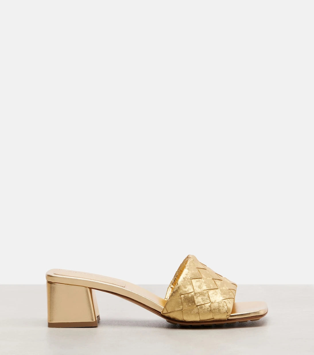 Bottega Veneta - Parco Intrecciato metallic leather mules