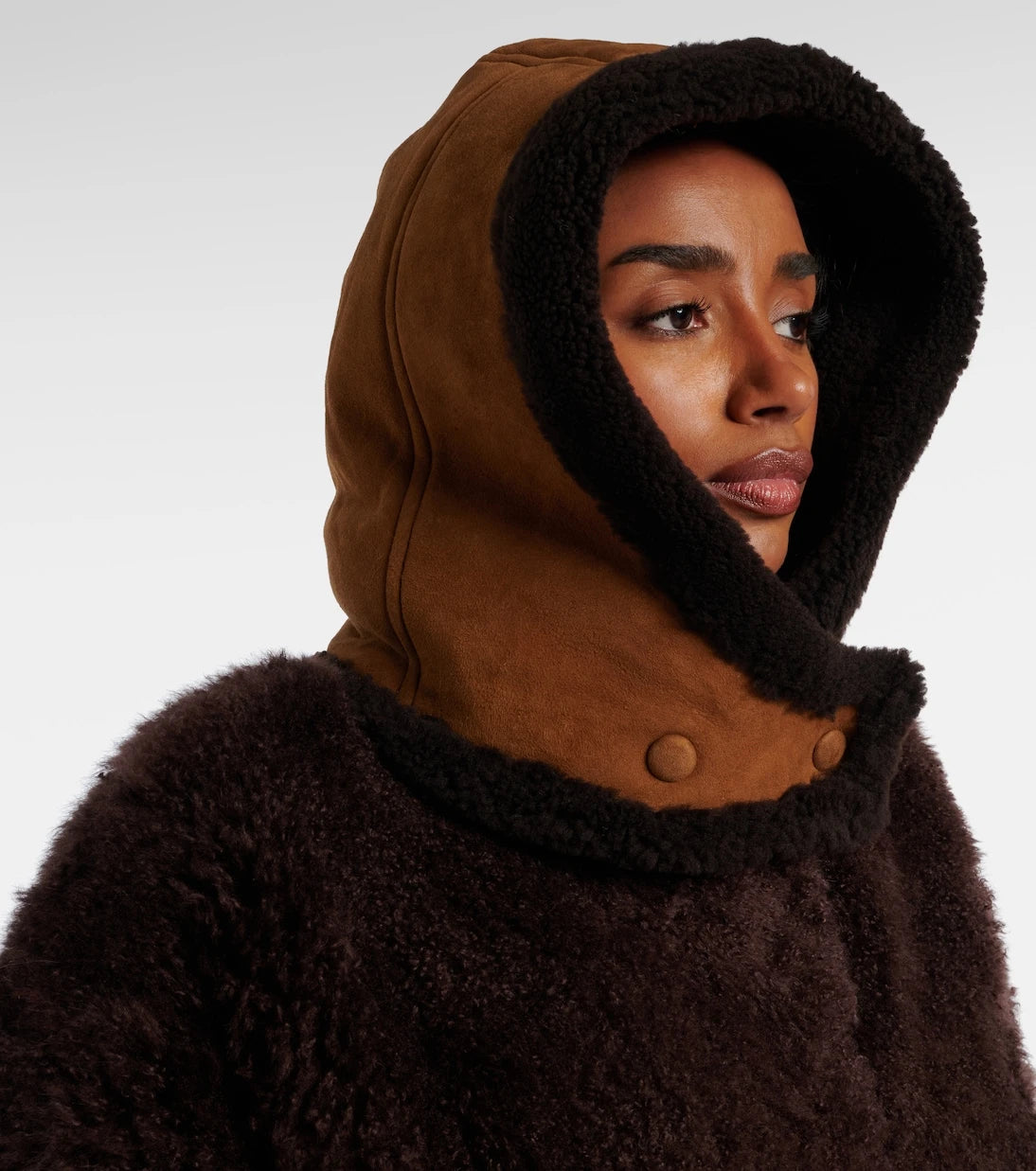 Yves Salomon - Shearling-trimmed suede hood