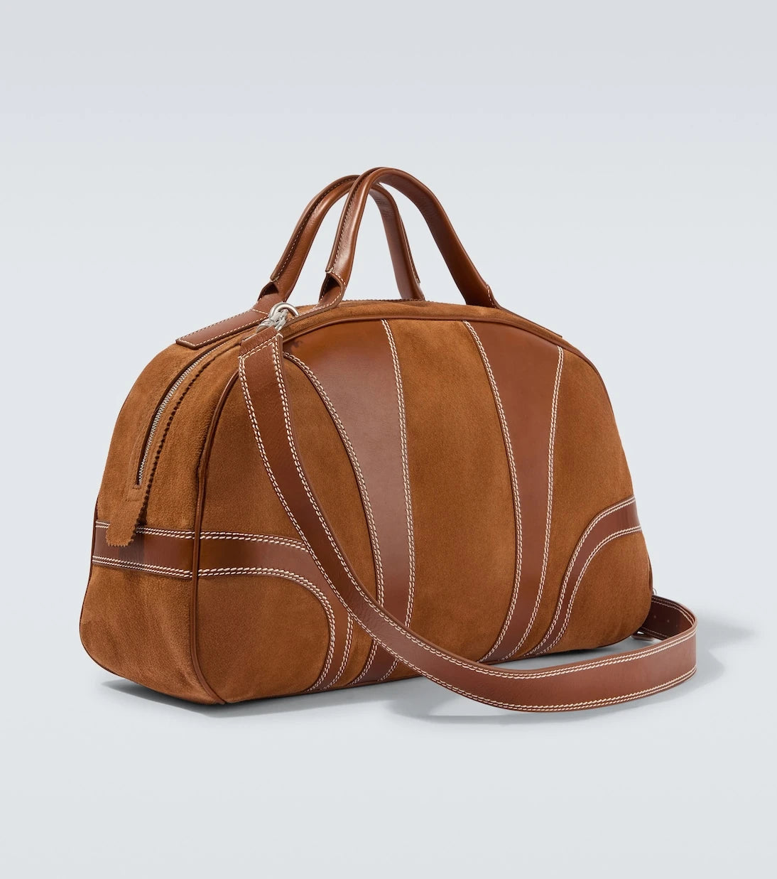 Dries Van Noten - Leather-trimmed suede duffel bag