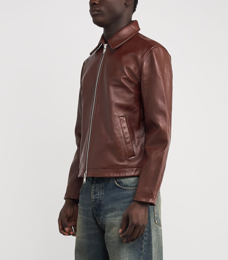 Sunflower Brown Collar Leather Jacket