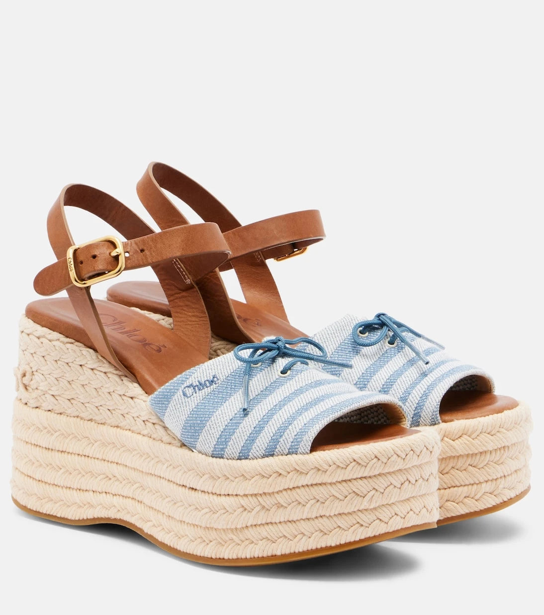 Chloé - Striped canvas espadrille wedge sandals