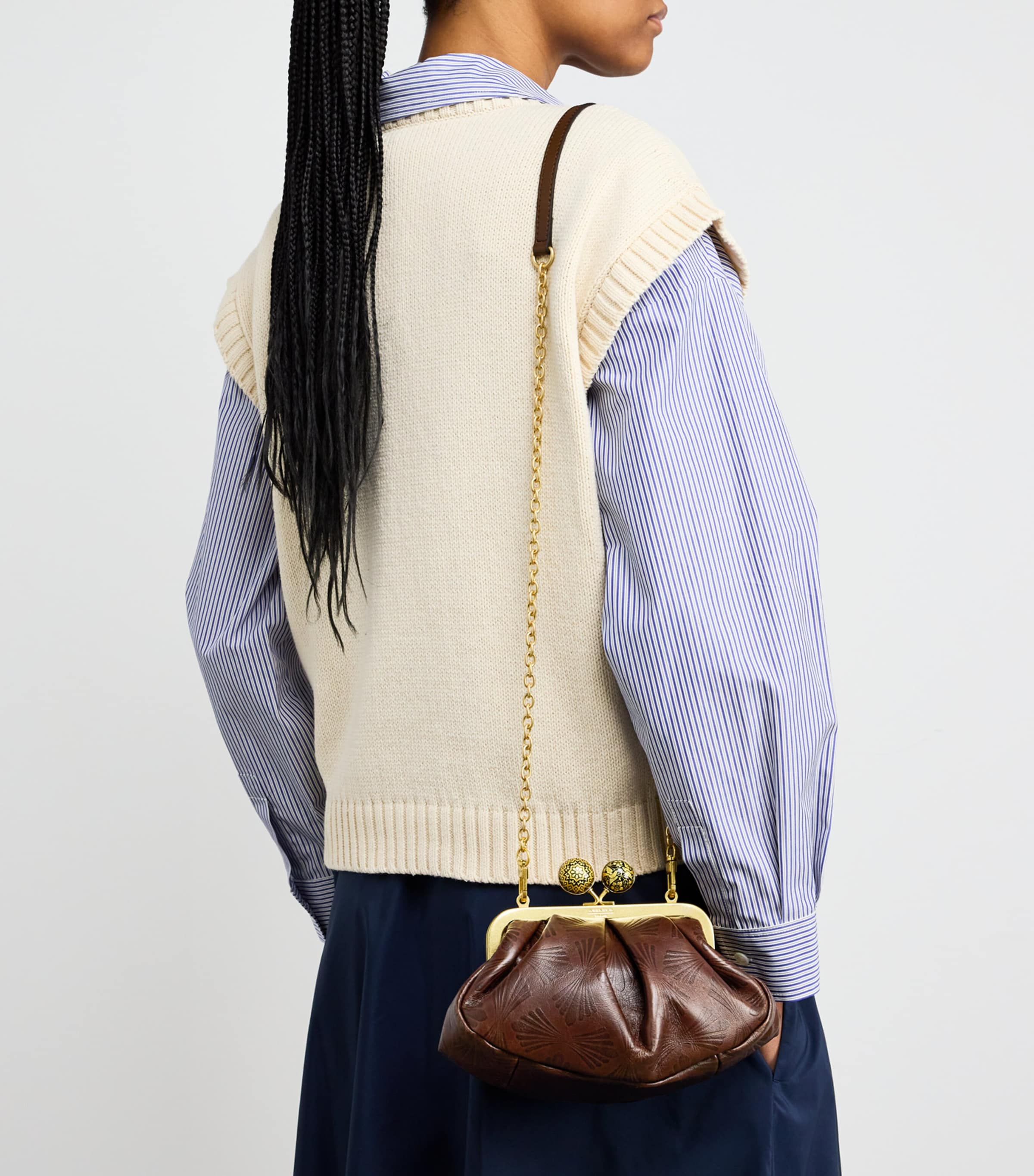 Brown Leather Spanish Heritage Pasticcino Clutch Bag