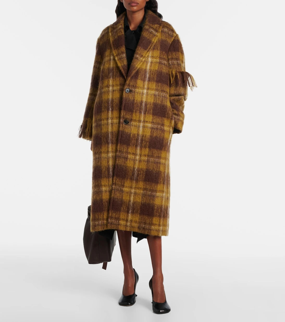 Loewe - Checked fringed mohair and wool coat