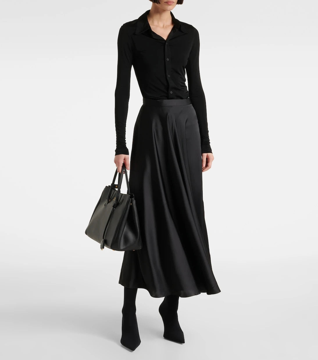 Balenciaga - Asymmetric satin midi skirt