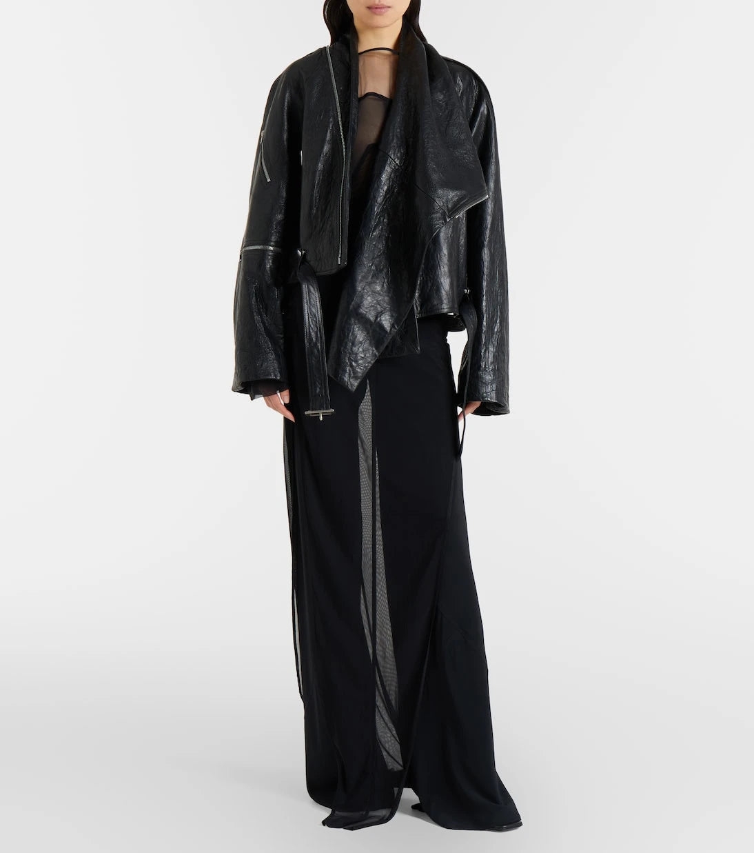 Rick Owens - Scarf Light leather biker jacket