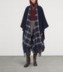 Blue Wool-Cashmere Reversible Cape