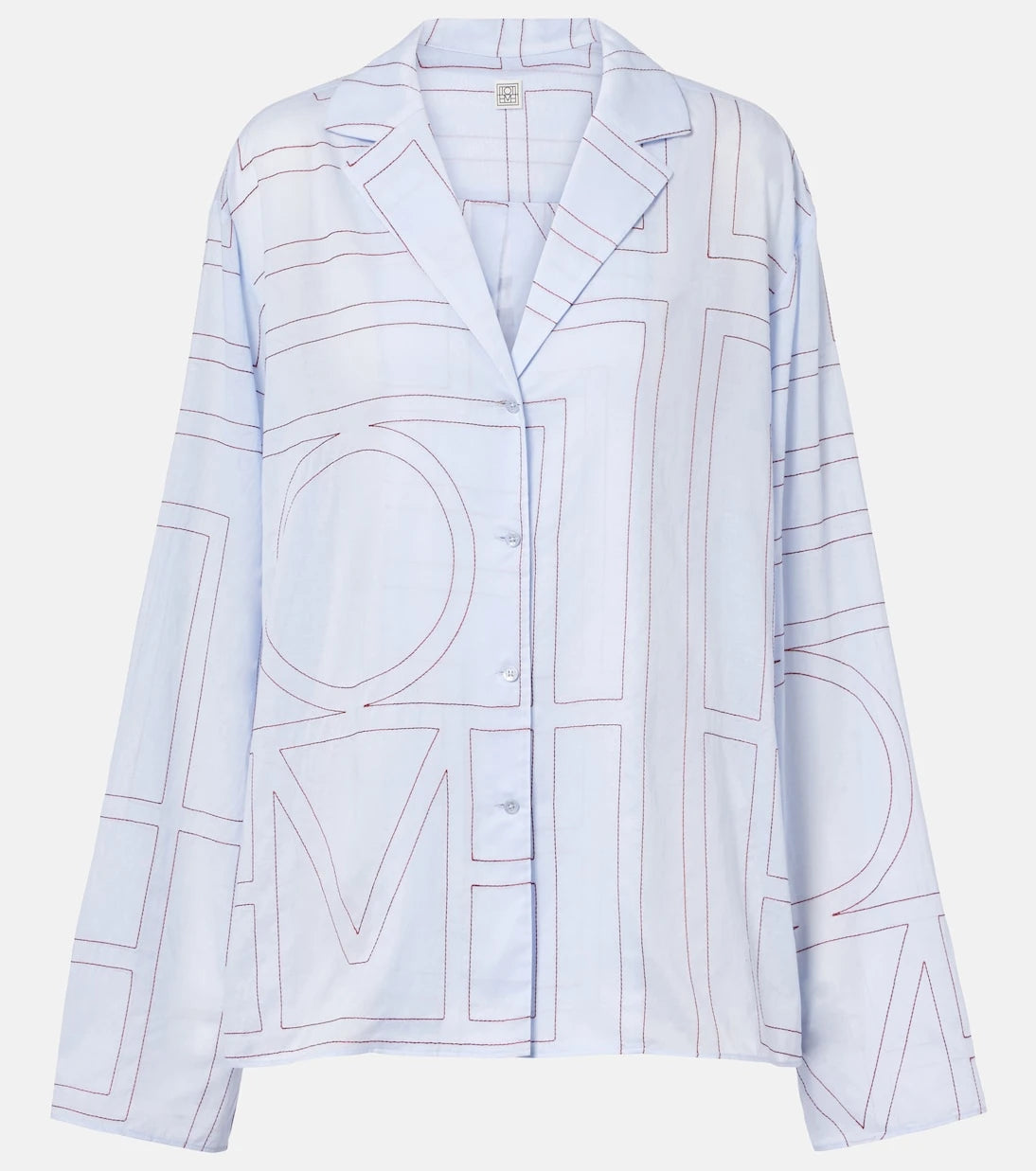 Toteme - Embroidered cotton-blend poplin pajama shirt