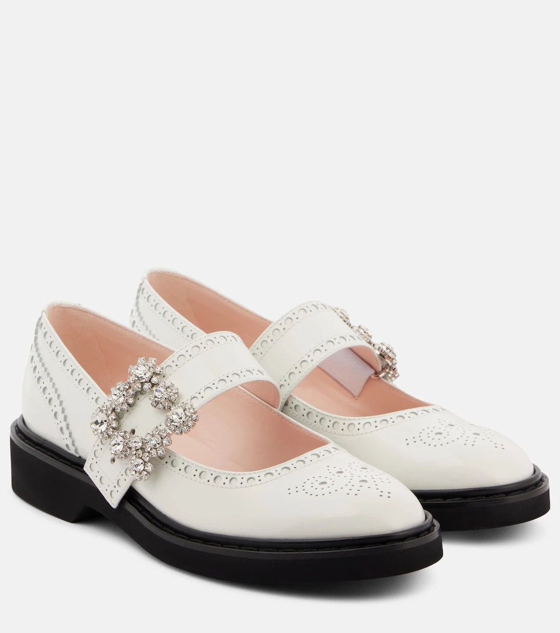 Roger Vivier - Viv' Rangers Flower leather Mary Jane flats