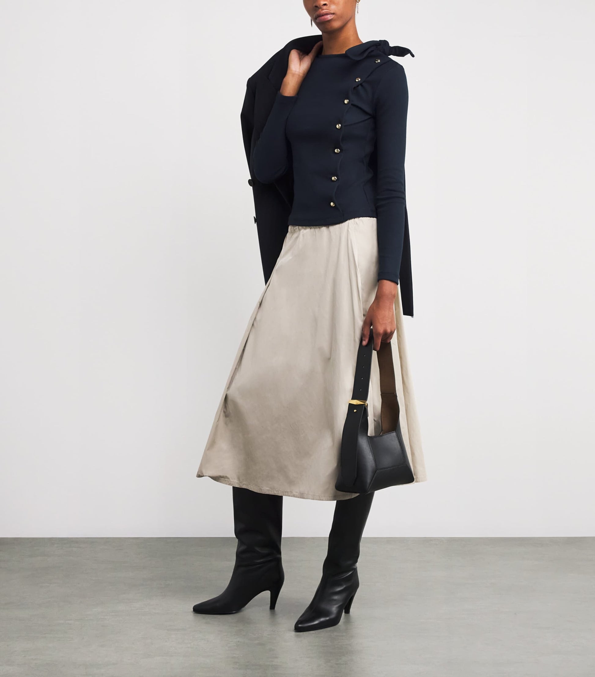 Claudie Pierlot Blue Stretch Cotton Asymmetric Cardigan