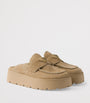 Prada Neutral Suede Flatform Mules