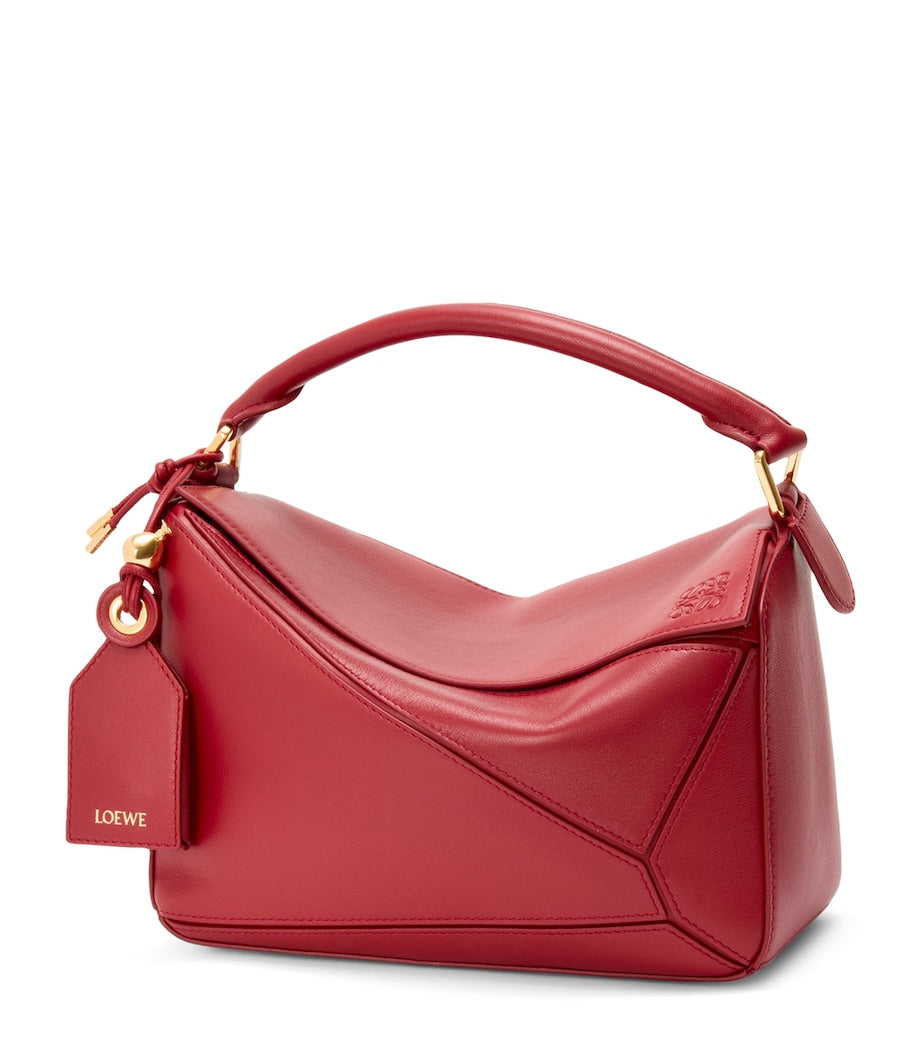 Red Small Leather Featherlight Puzzle Top-Handle Bag