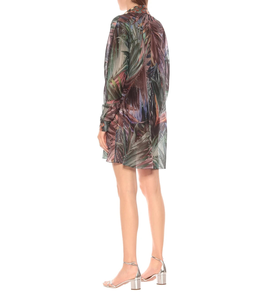 Halpern - Printed georgette lamé shirt dress