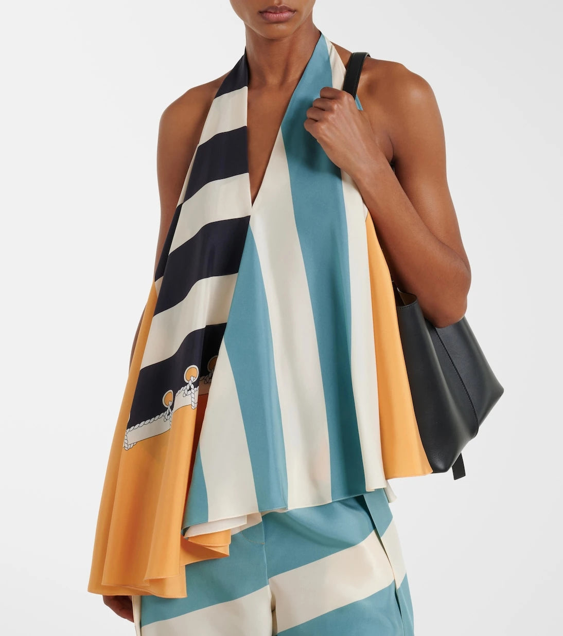 Loewe - Printed asymmetric halterneck silk top