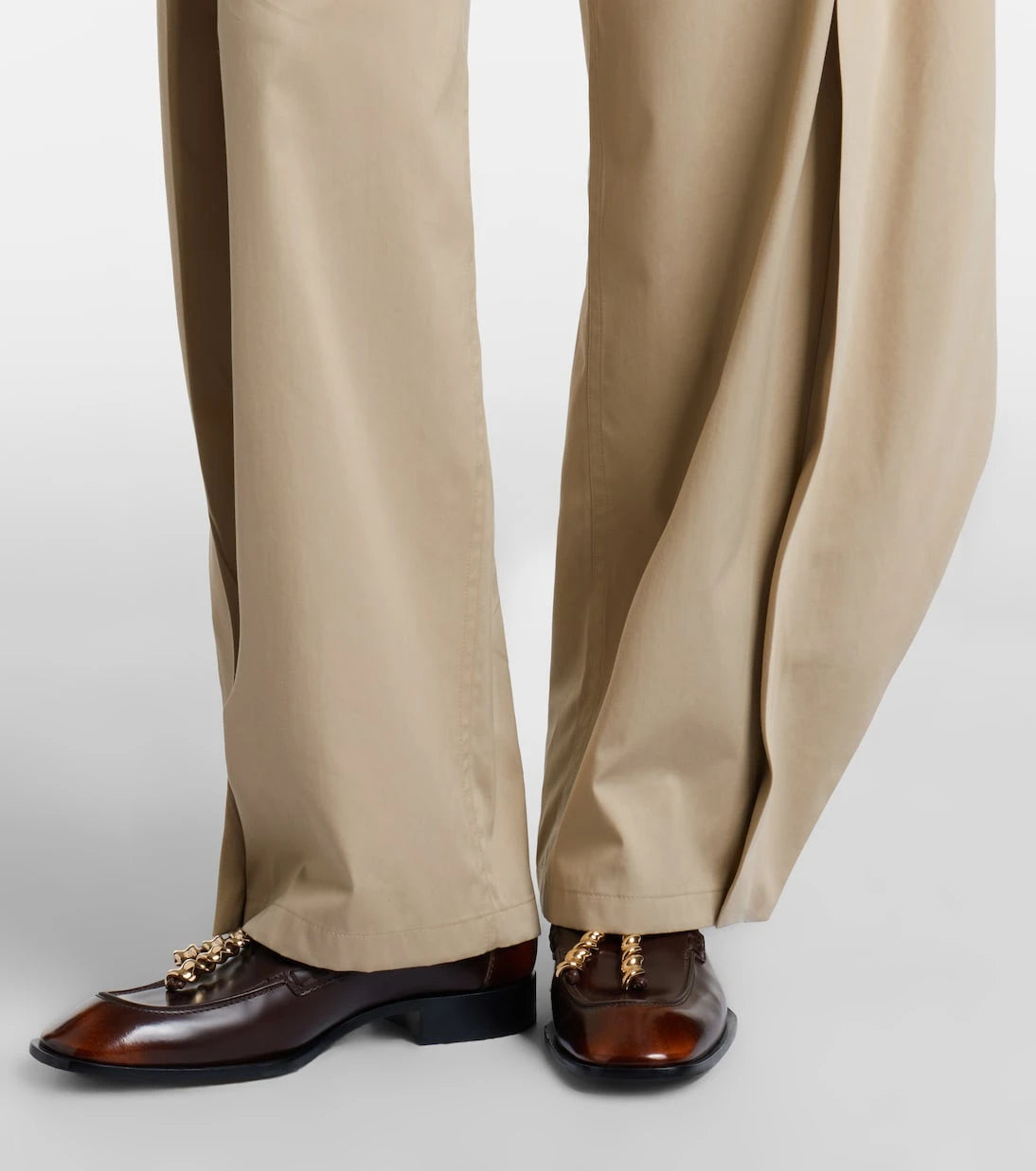 Loewe - Cotton and silk gabardine wide-leg pants