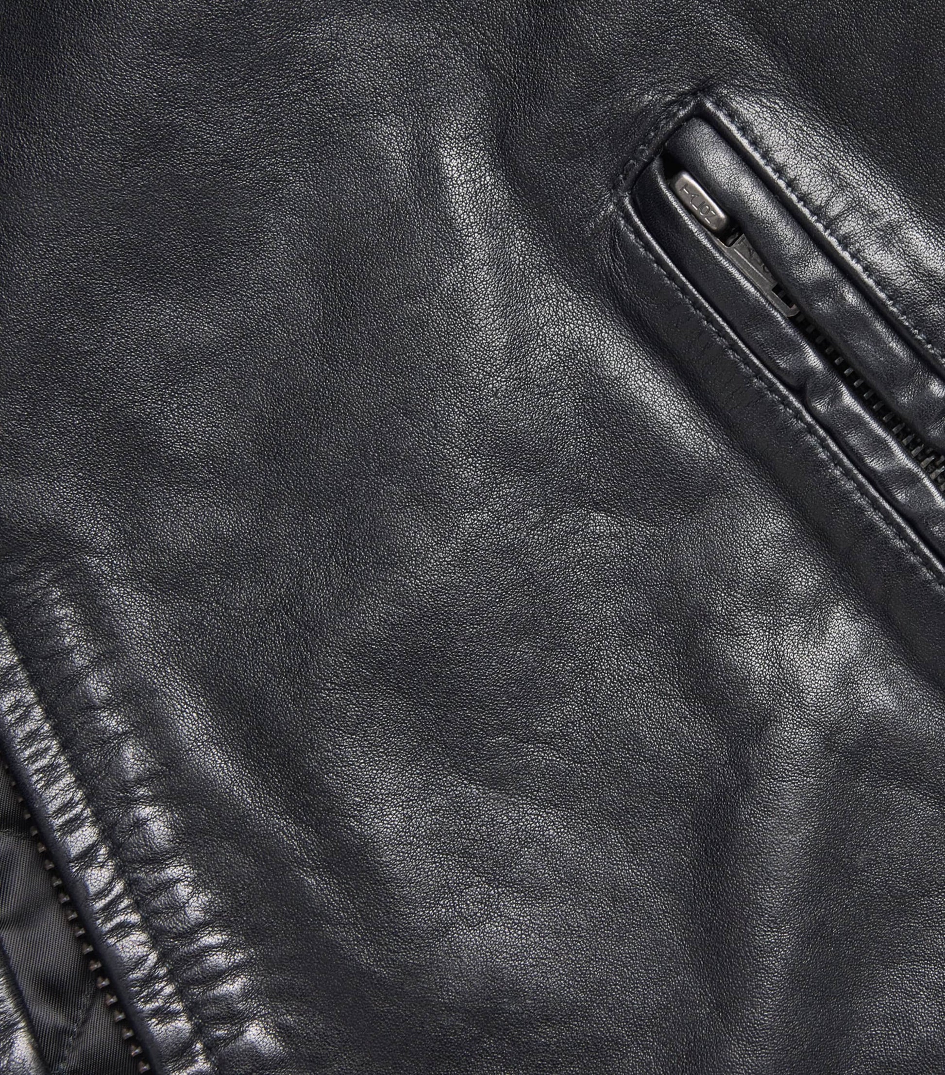 Polo Ralph Lauren Black Calf Leather Solid Racing Jacket