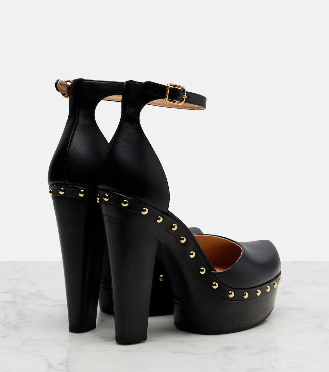 Chloé - Lola studded leather platform pumps