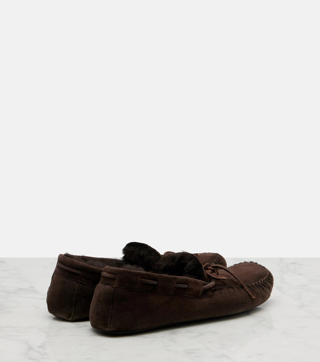 The Row - Lucca shearling-trimmed suede boat shoes
