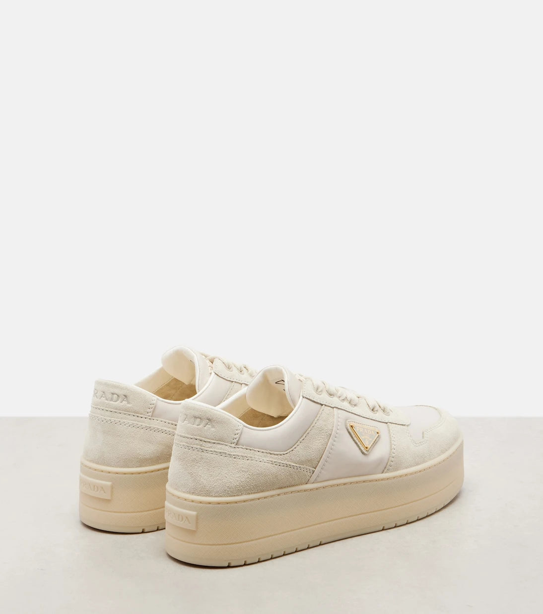 Prada - Downtown Bold Re-Nylon and suede sneakers