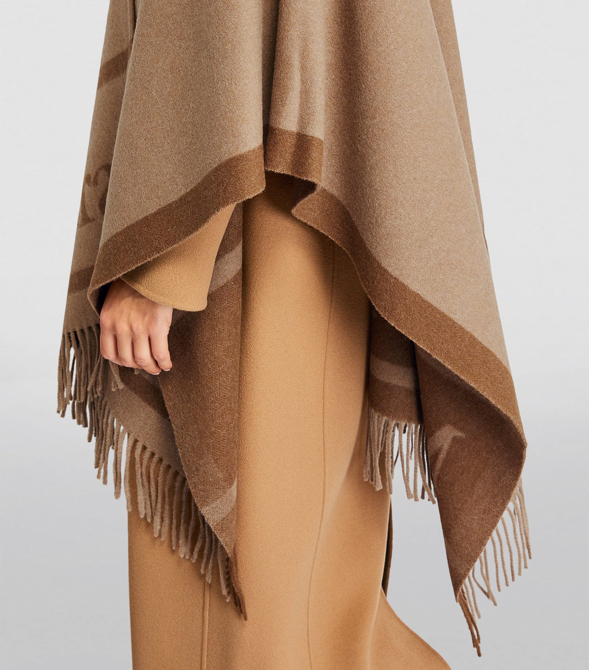 Beige Wool Jacquard Hilde Cape
