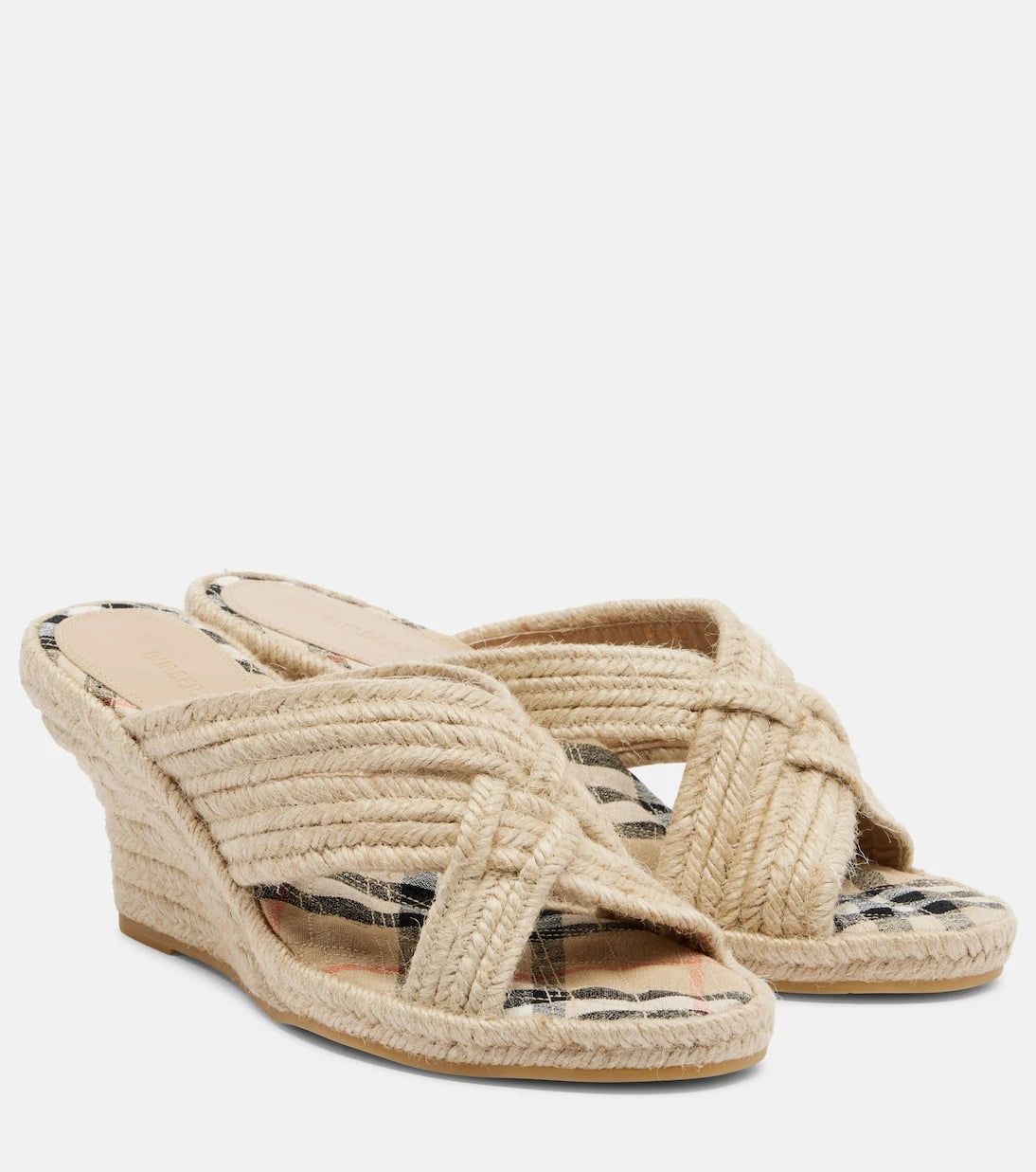 Burberry - Dokuma espadril dolgu topuklu ayakkabı
