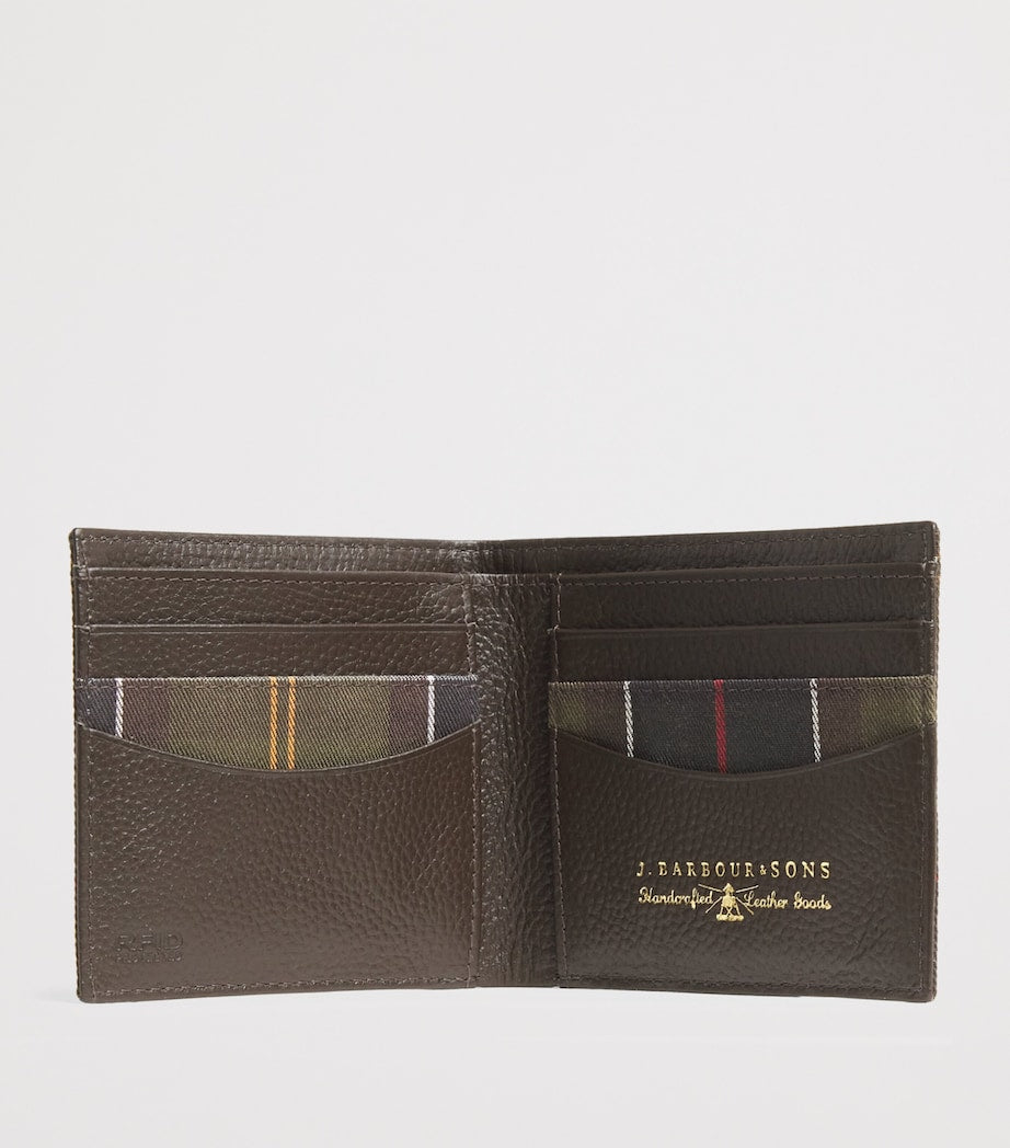 Cotton Leather-Detail Tartan Wallet