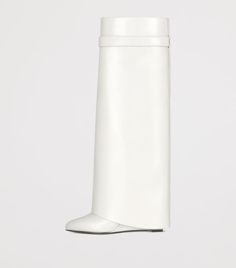 Givenchy White Leather Shark Lock Knee-High Boots 90
