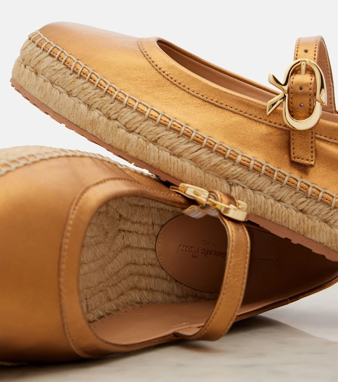 Gianvito Rossi - Elda metallic leather espadrilles