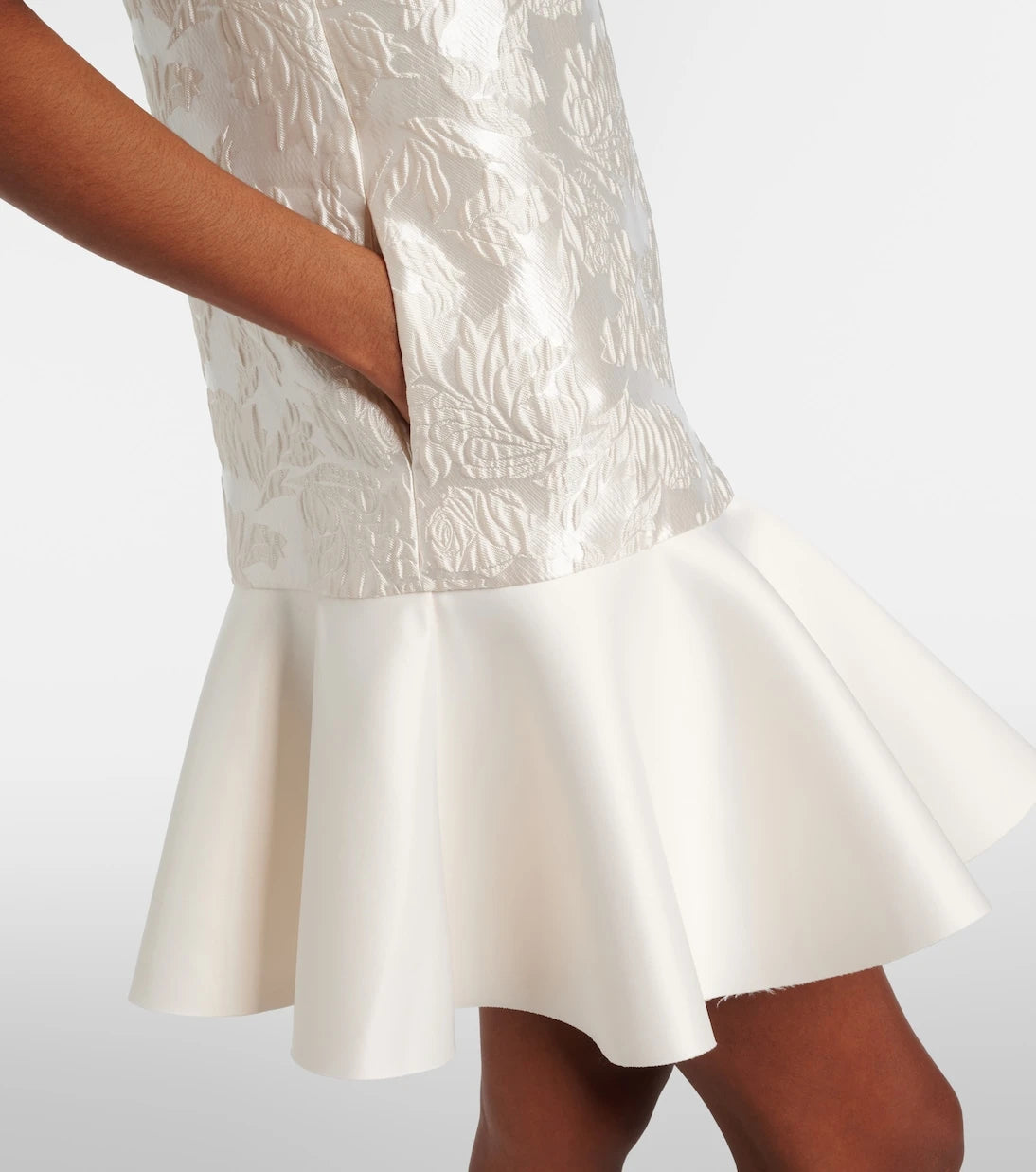 Ganni - Floral satin cloqué minidress