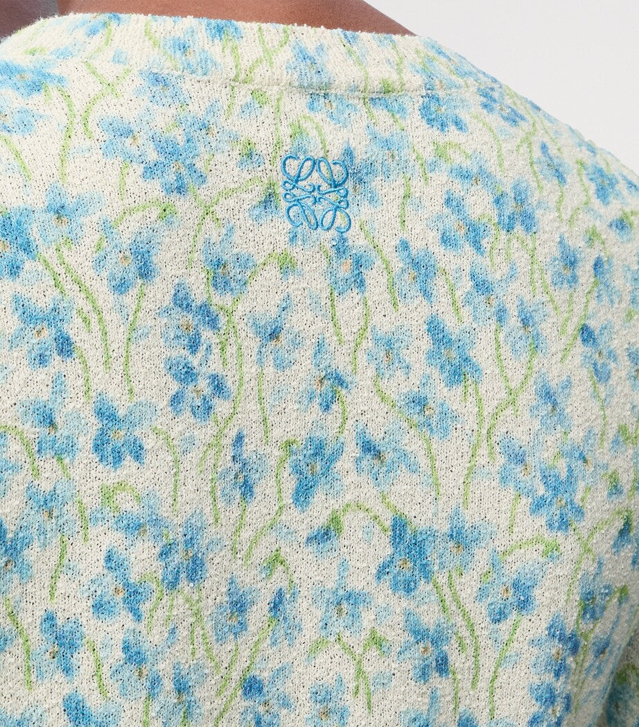 LOEWE White Cotton-Blend Floral Sweater
