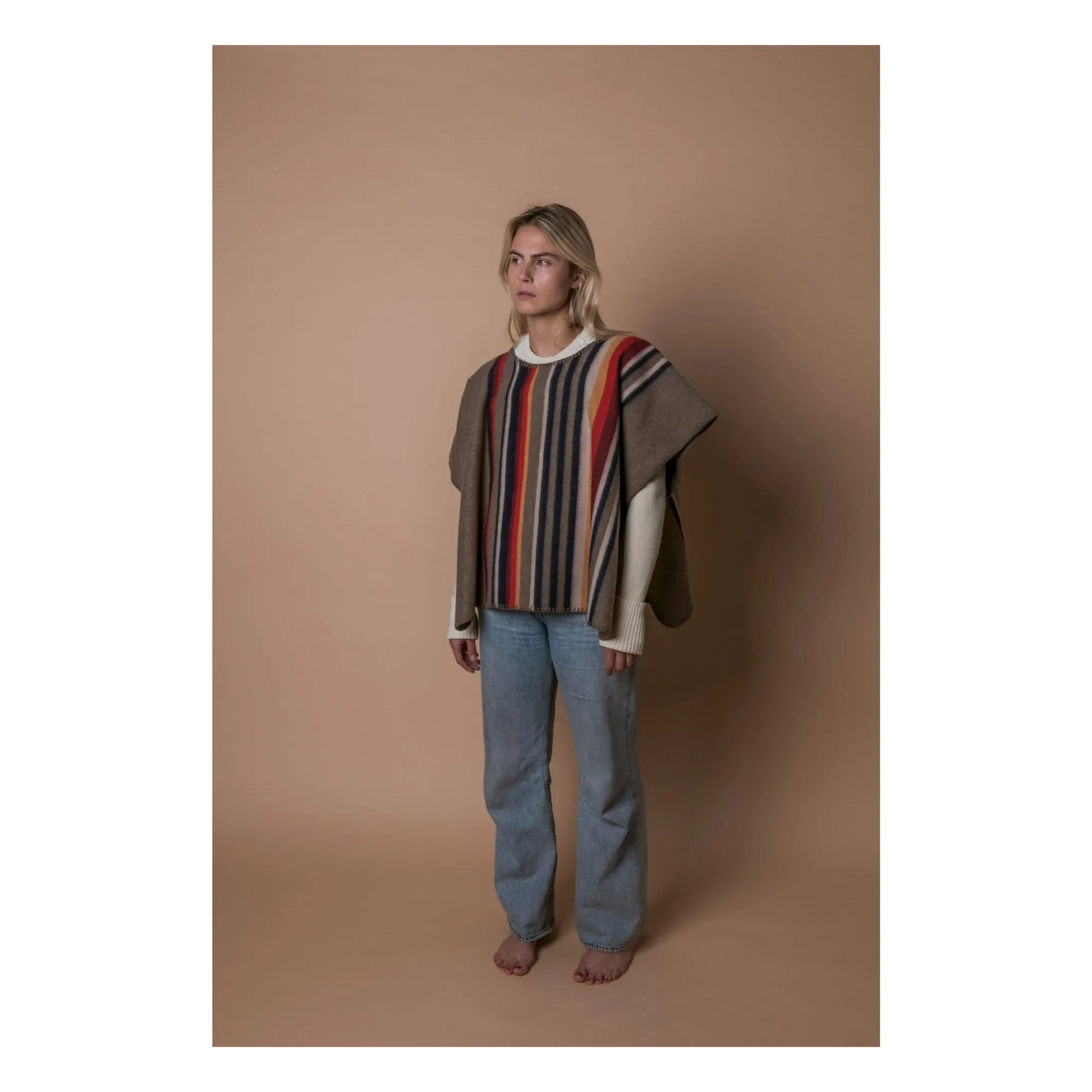 La Méricaine - Apache Long Poncho Recycled Wool | Grey