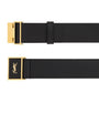 Saint Laurent Black Leather Cassandre Belt