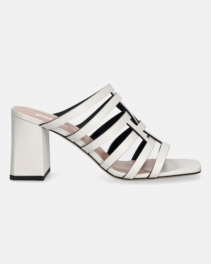 Pollini чехли с дебел ток дамски от кожа