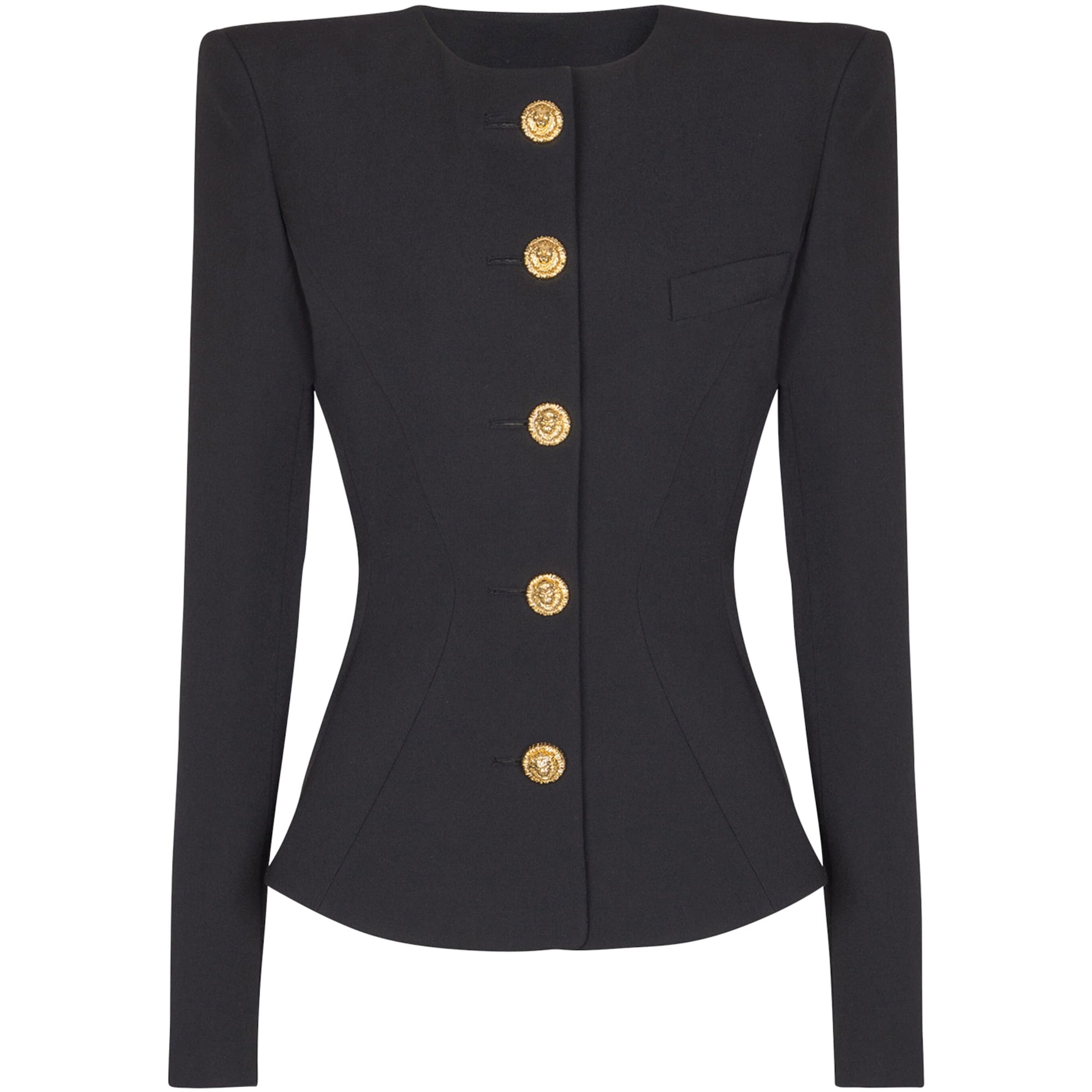 Balmain Black Wool Buttoned Basque Jacket