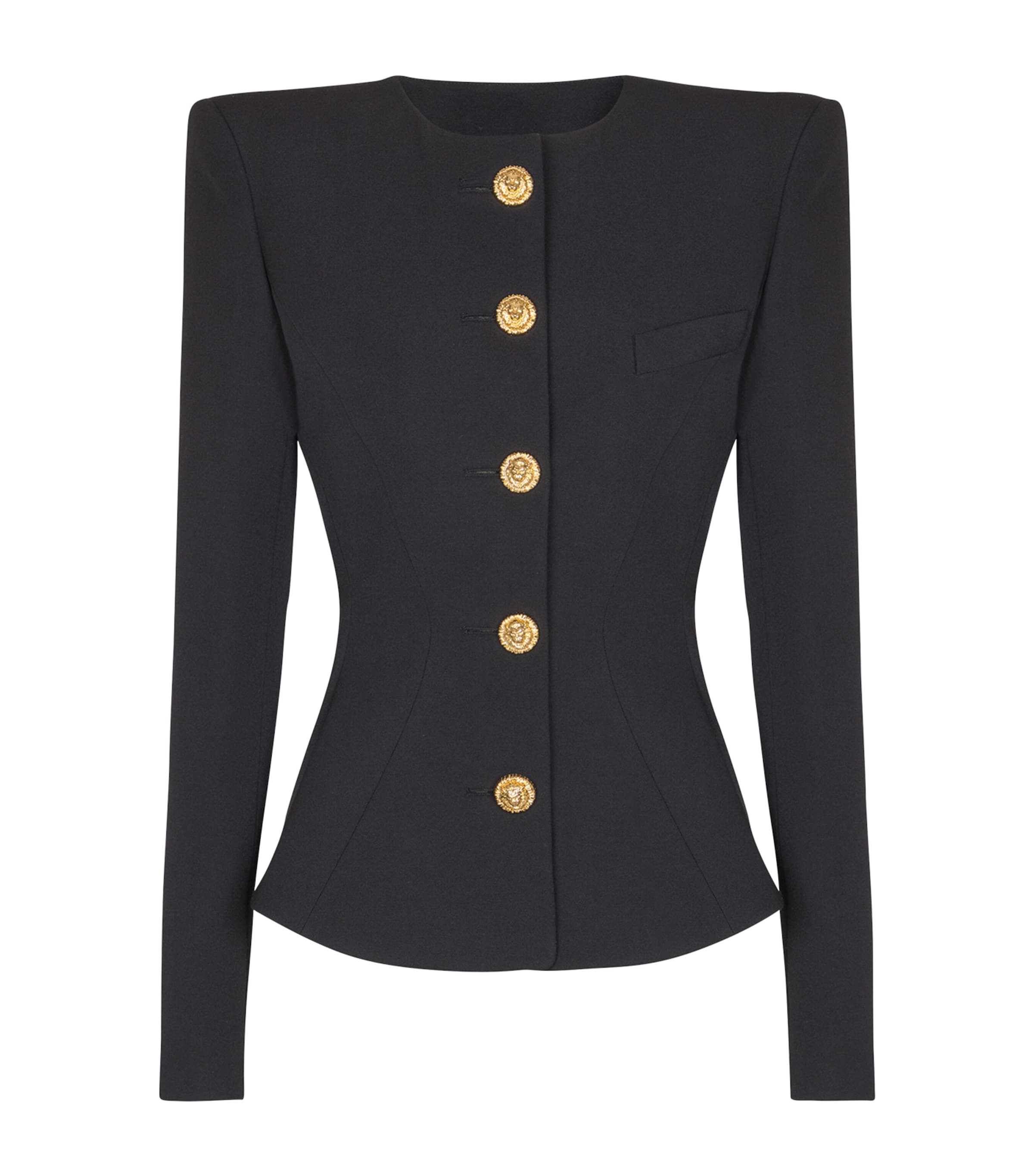 Balmain Black Wool Buttoned Basque Jacket