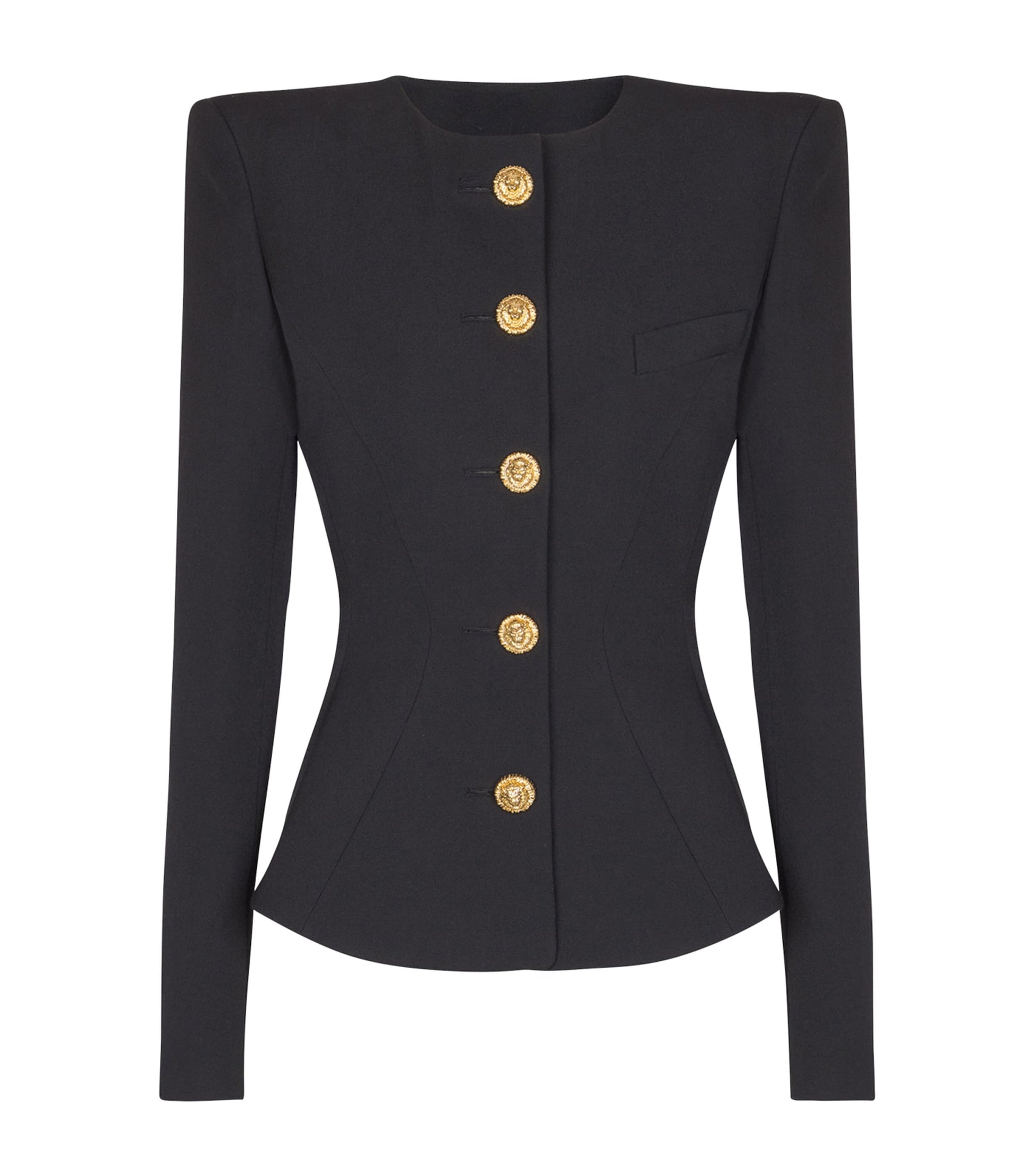 Balmain Black Wool Buttoned Basque Jacket