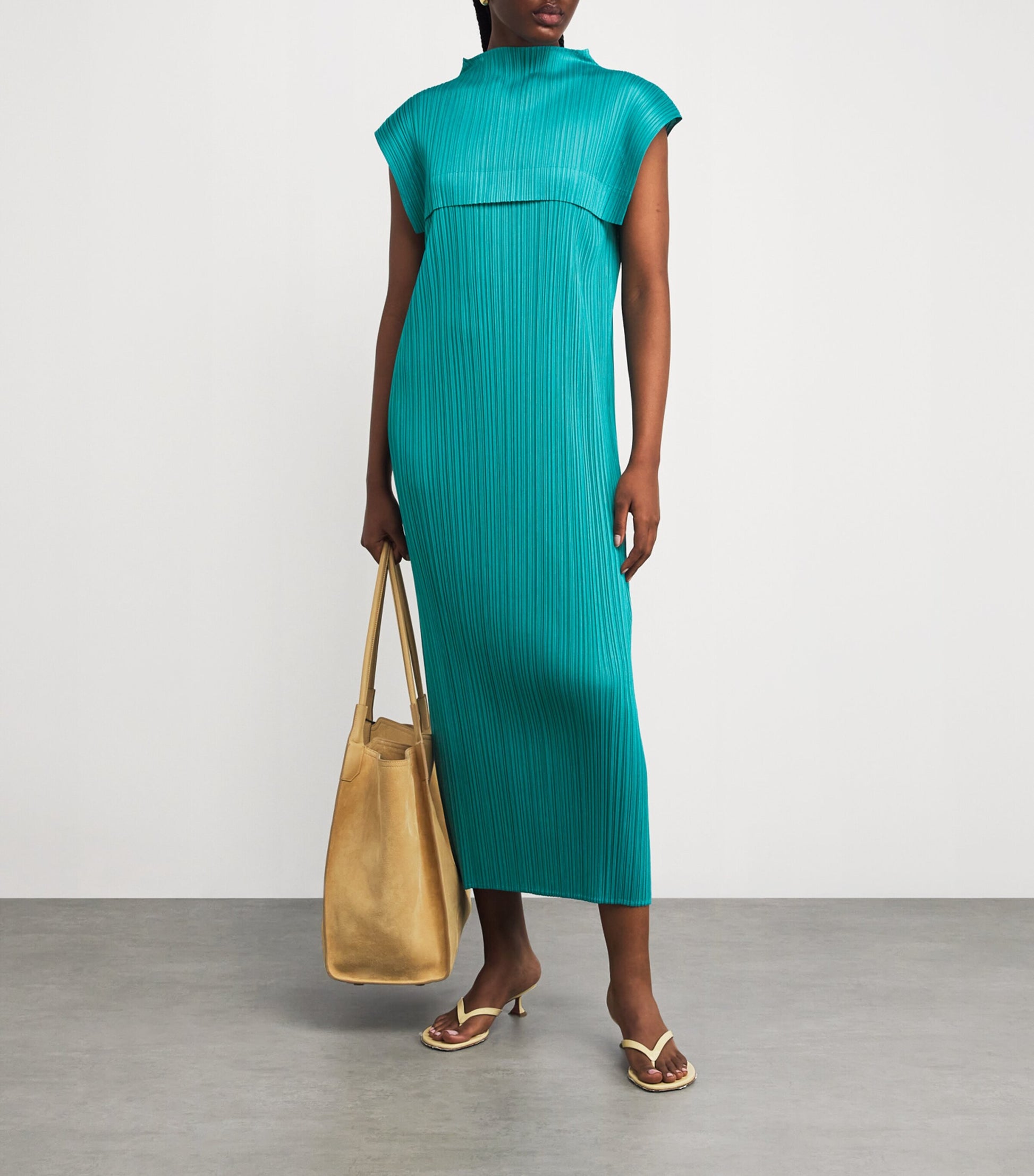 Pleats Please Issey Miyake Green Monthly Colors June Midi Dress