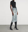 Balenciaga Navy Ripped Off Denim Midi Skirt