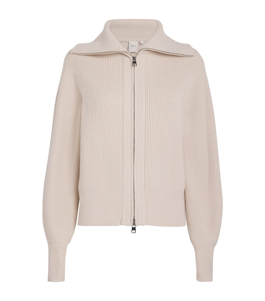 Varley Ivory Enrico Zip-Up Sweater