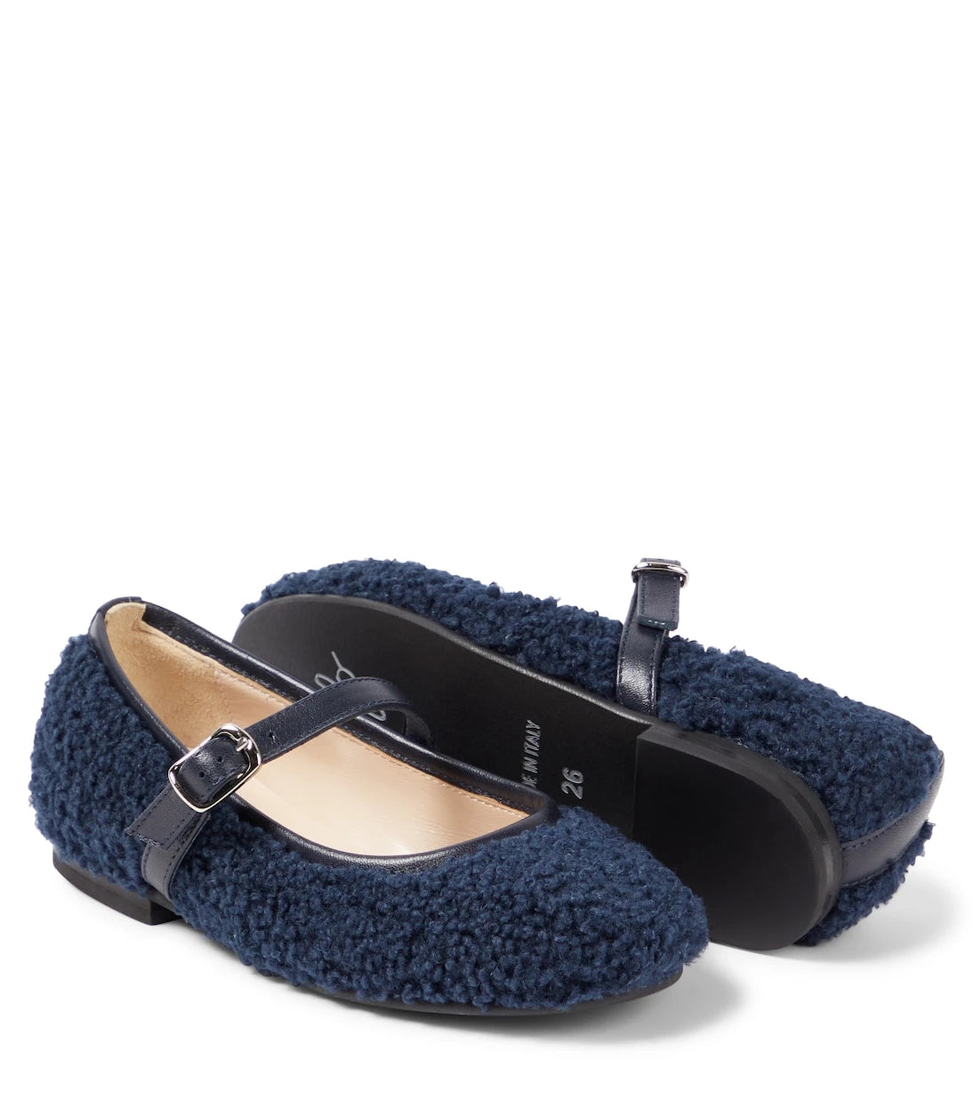 Il Gufo - Leather-trimmed faux shearling ballet flats