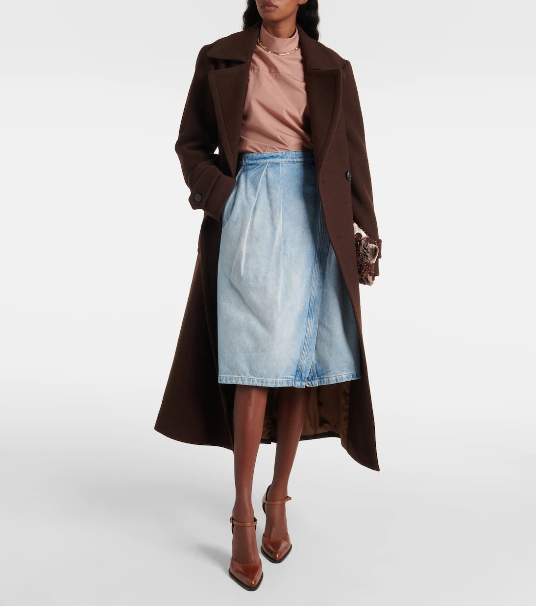 Dries Van Noten - Denim midi skirt