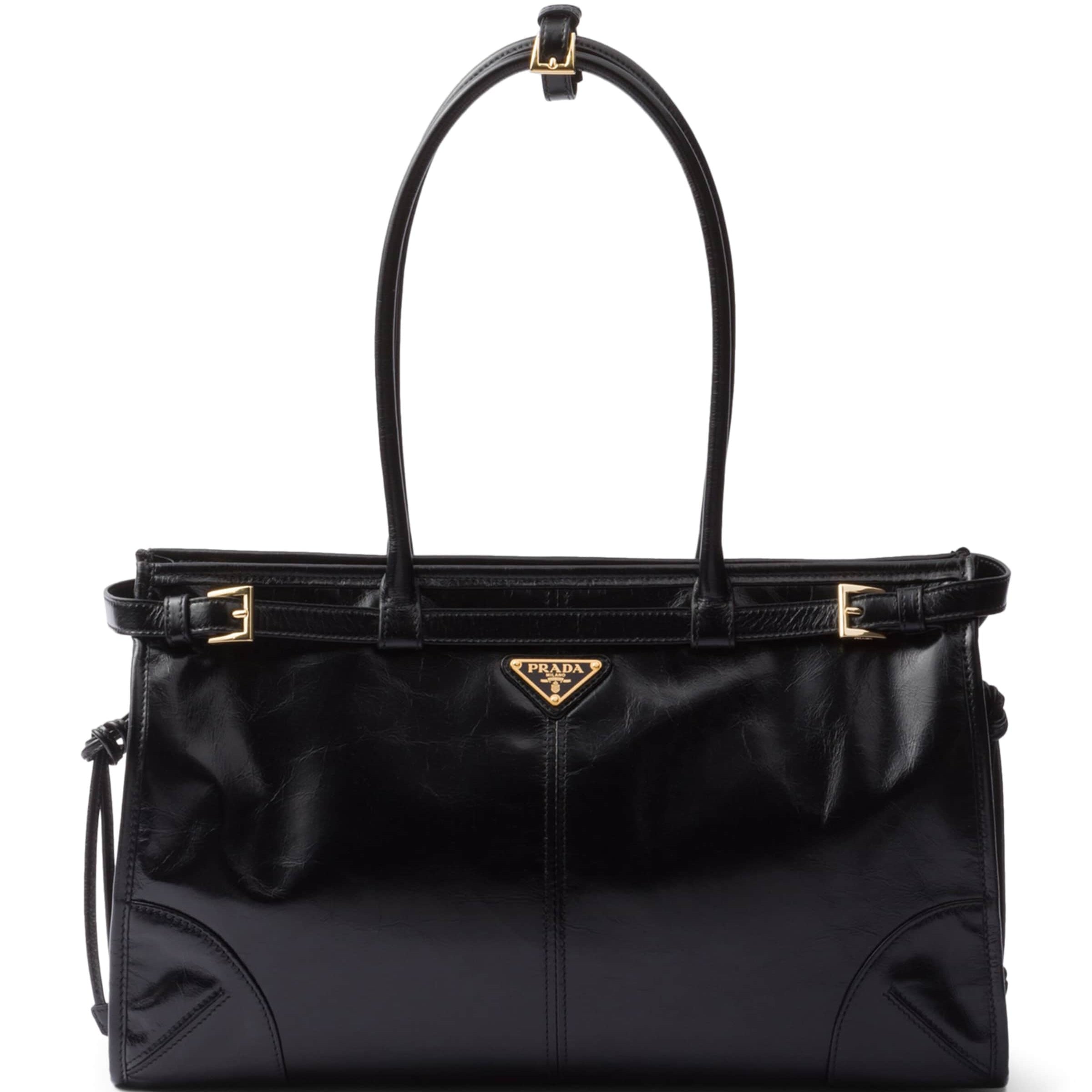 Prada Black Large Leather Bonnie Top-Handle Bag