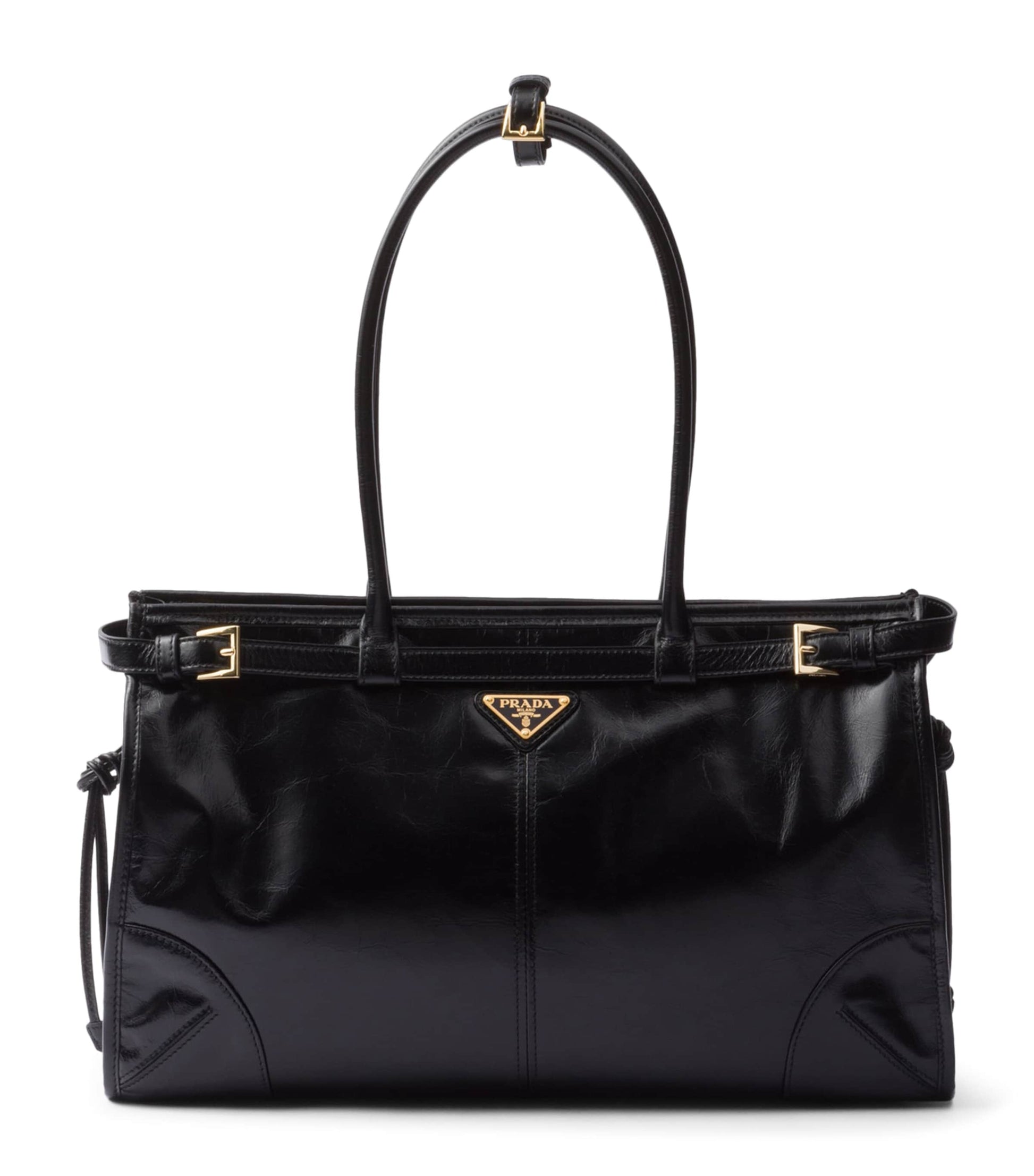 Prada Black Large Leather Bonnie Top-Handle Bag