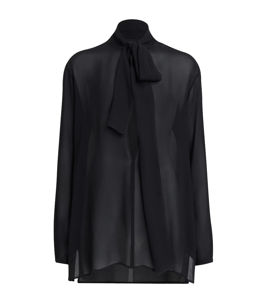 Alaïa Black Georgette Pussybow Blouse